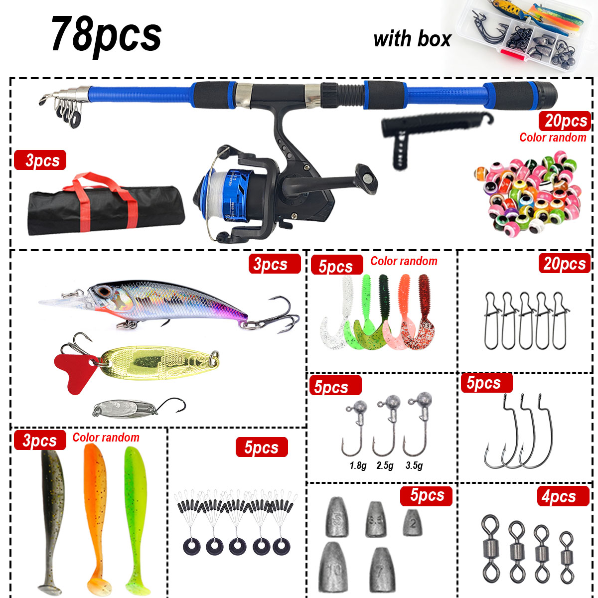 46Pcs Telescopic Fishing Rod R - огляд і ціна Freshwater Line